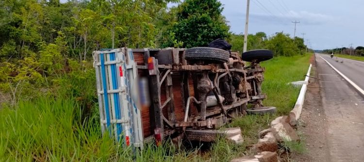 Casal morre na BR-319 após colisão entre moto e caminhonete