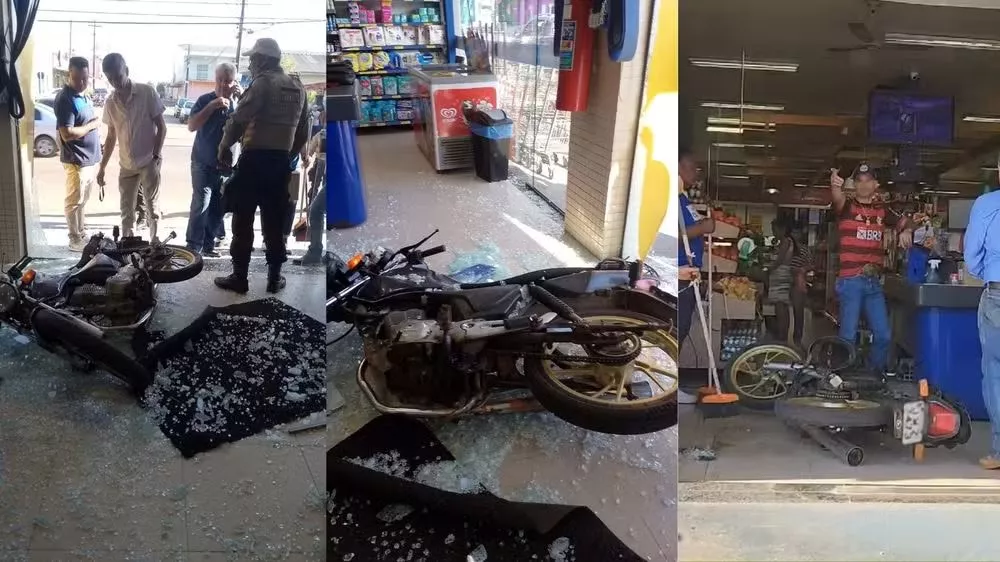 Motociclista perde controle da moto após colisão e invade mercado em Porto Velho