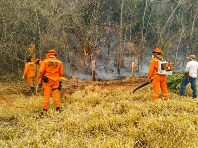 Força-tarefa do Corpo de Bombeiros Militar de Rondônia executa ação de combate a incêndio florestal, em Costa Marques