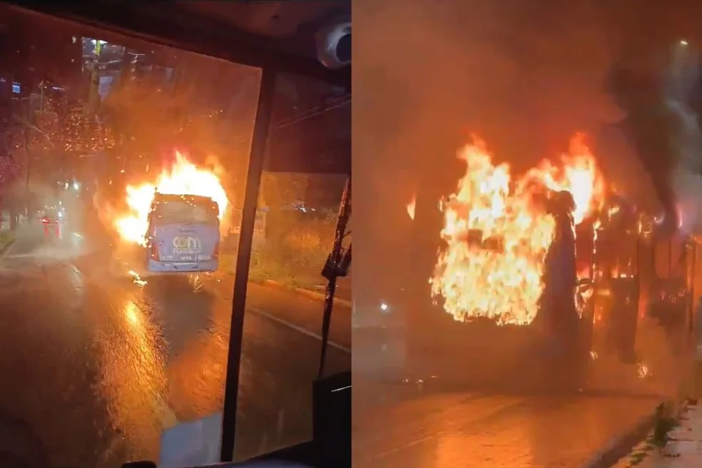 Ônibus incendiados em Porto Velho — Foto: Reprodução Redes Sociais