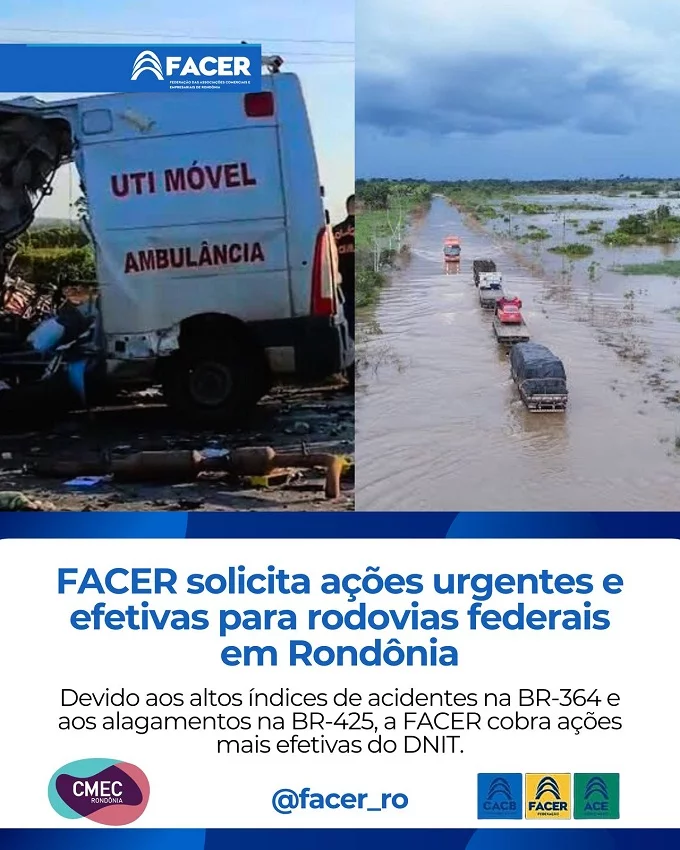 FACER solicita ações urgentes e efetivas para rodovias federais em Rondônia
