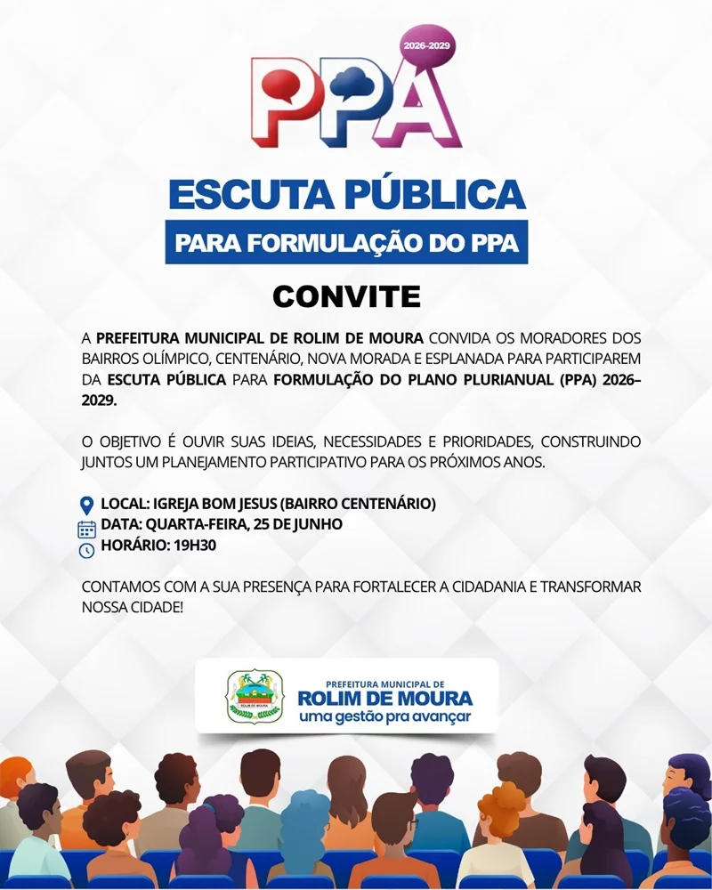Prefeitura de Rolim de Moura realiza escuta pública para elaboração do PPA 2026-2029