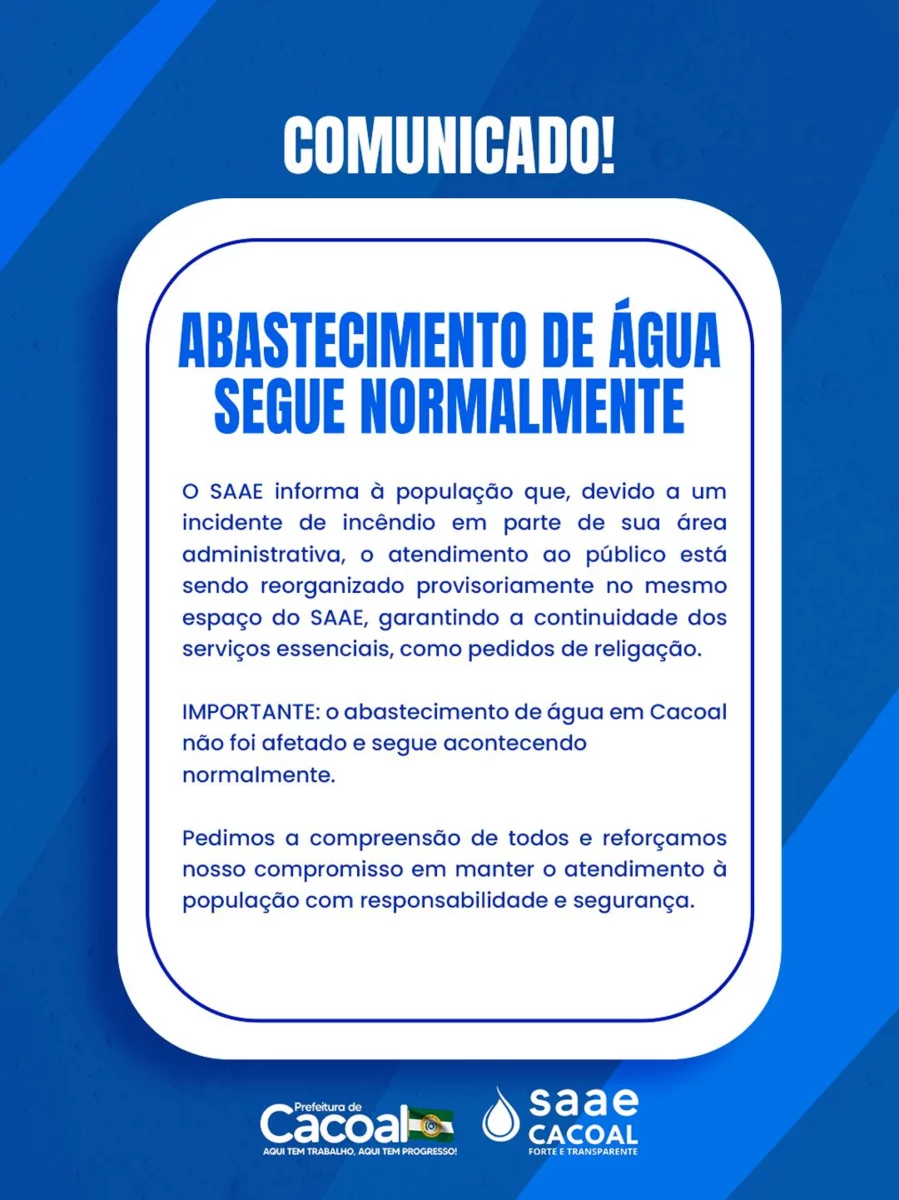 Abastecimento de água segue normal em Cacoal