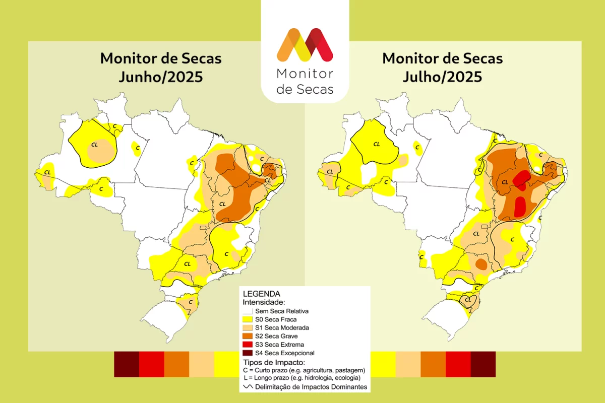 Mapas do Monitor de junho e julho de 2025